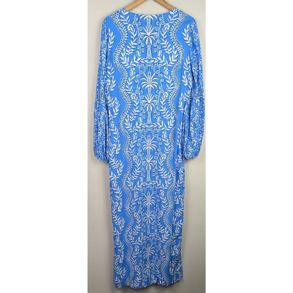 Lilly Pulitzer Laurelie Long Sleeve Caftan Dress Abaco Blue 10 - Picture 6 of 9